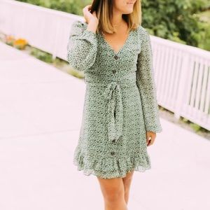 Essue Green Floral Dress